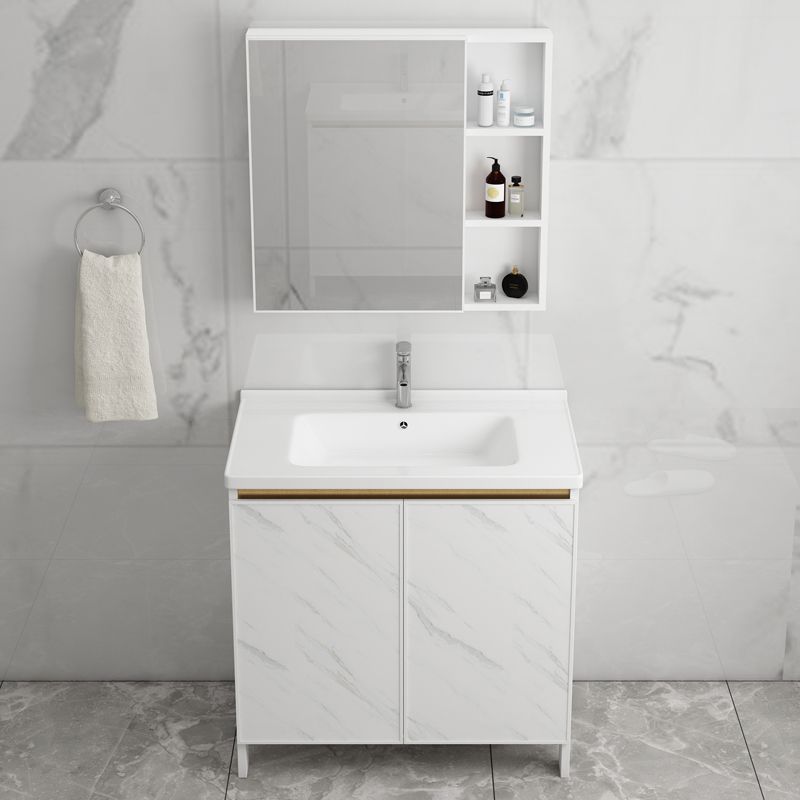 Free Standing Vanity Set White Drawer Faucet Ceramic Sink Vanity Set with Mirror Clearhalo 'Bathroom Remodel & Bathroom Fixtures' 'Bathroom Vanities' 'bathroom_vanities' 'Home Improvement' 'home_improvement' 'home_improvement_bathroom_vanities' 1200x1200_c0850f44-3446-4cb6-8488-6374f7a734c9