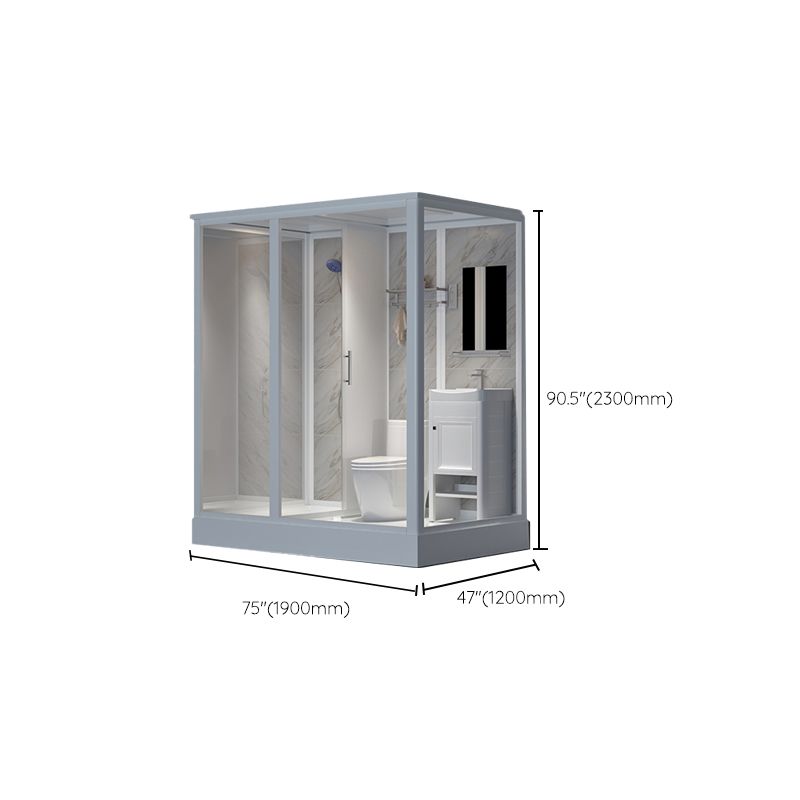 Contemporary Shower Stall Clear Framed Single Sliding Shower Stall with Ceiling Clearhalo 'Bathroom Remodel & Bathroom Fixtures' 'Home Improvement' 'home_improvement' 'home_improvement_shower_stalls_enclosures' 'Shower Stalls & Enclosures' 'shower_stalls_enclosures' 'Showers & Bathtubs' 1200x1200_c096163d-3212-45cc-be34-6558942065c9