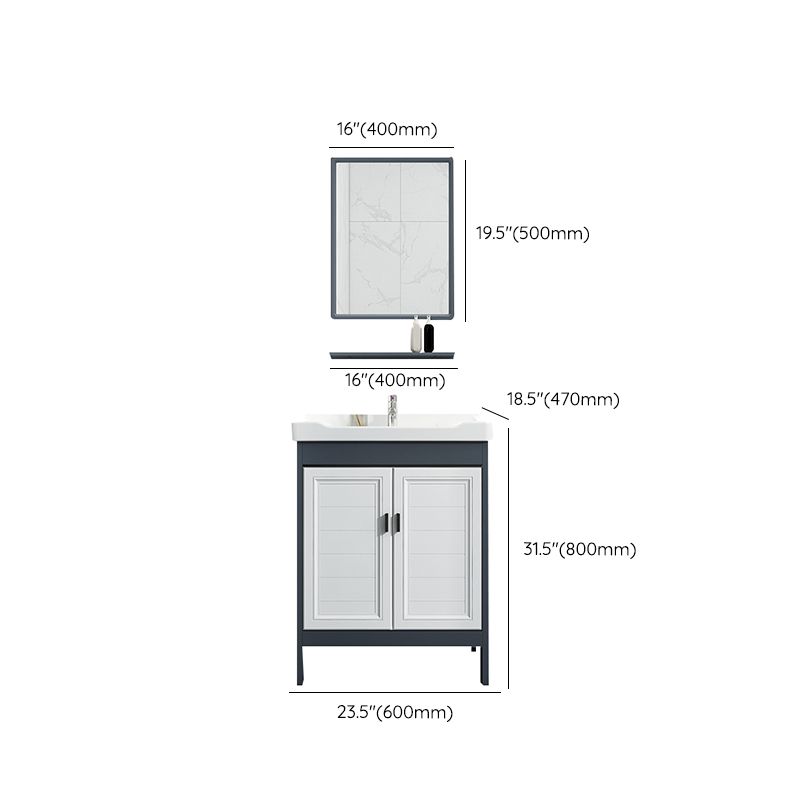 Mirror Bathroom Vanity Freestanding Rectangular Single Sink Metal Frame Vanity with Doors Clearhalo 'Bathroom Remodel & Bathroom Fixtures' 'Bathroom Vanities' 'bathroom_vanities' 'Home Improvement' 'home_improvement' 'home_improvement_bathroom_vanities' 1200x1200_c0b355a8-789f-4fc6-9c4e-184b634375e1