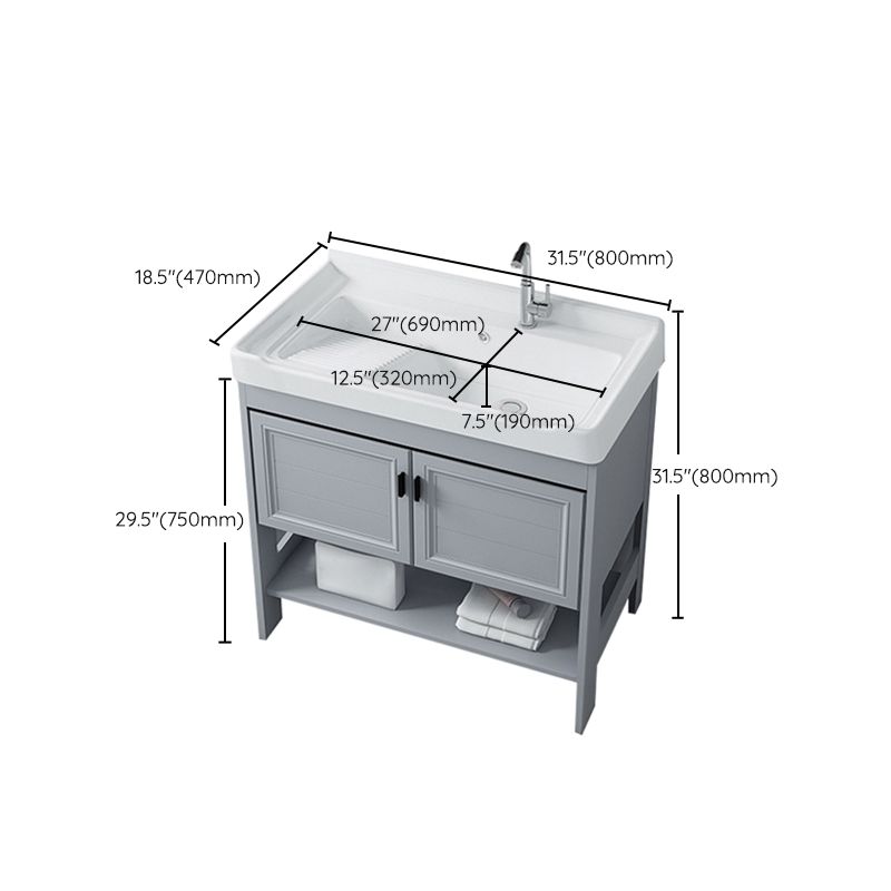 Modern Console Sink Porcelain Rectangular with Right Basin and Faucet Trough Sink Clearhalo 'Bathroom Remodel & Bathroom Fixtures' 'Bathroom Sinks & Faucet Components' 'Bathroom Sinks' 'bathroom_sink' 'Home Improvement' 'home_improvement' 'home_improvement_bathroom_sink' 1200x1200_c0c4d6b2-8acc-4ad3-8123-a3b760859afc
