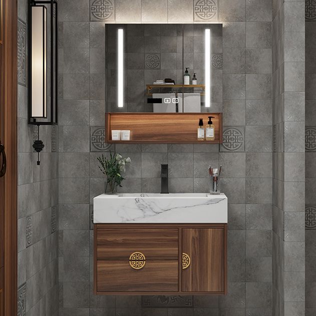 Modern Farmhouse Sink Cabinet Carrara Marble with Soft Close Door Bathroom Vanity Set Clearhalo 'Bathroom Remodel & Bathroom Fixtures' 'Bathroom Vanities' 'bathroom_vanities' 'Home Improvement' 'home_improvement' 'home_improvement_bathroom_vanities' 1200x1200_c0d40127-3e99-475a-b8bc-854b2c6d0f9a