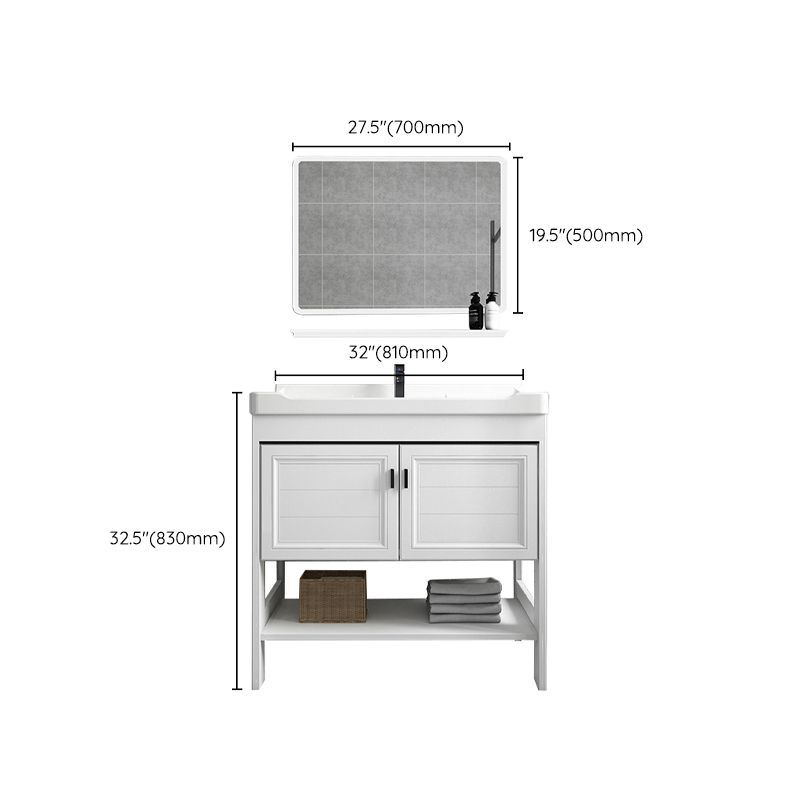 Modern Single Bath Vanity Freestanding White Metal Base Sink Vanity Clearhalo 'Bathroom Remodel & Bathroom Fixtures' 'Bathroom Vanities' 'bathroom_vanities' 'Home Improvement' 'home_improvement' 'home_improvement_bathroom_vanities' 1200x1200_c0daddc6-e7eb-4598-9695-3ff70ef2e257