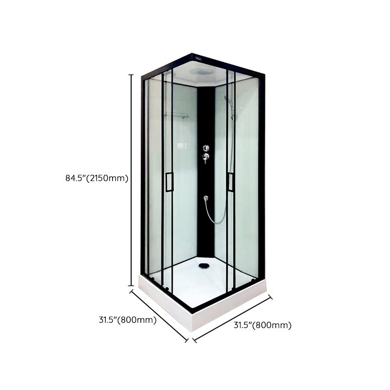 Corner Framed Shower Stall Single Sliding Tempered Glass Shower Stall Clearhalo 'Bathroom Remodel & Bathroom Fixtures' 'Home Improvement' 'home_improvement' 'home_improvement_shower_stalls_enclosures' 'Shower Stalls & Enclosures' 'shower_stalls_enclosures' 'Showers & Bathtubs' 1200x1200_c0f34339-39ca-4e68-abbf-1da810176293