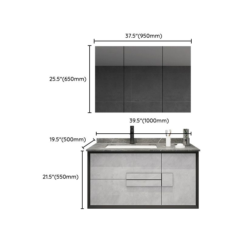 Modern Wall Mount Stone Bathroom Vanity Set with Doors Mirror Clearhalo 'Bathroom Remodel & Bathroom Fixtures' 'Bathroom Vanities' 'bathroom_vanities' 'Home Improvement' 'home_improvement' 'home_improvement_bathroom_vanities' 1200x1200_c1025374-5bca-4f5f-baf9-0aca596920e1