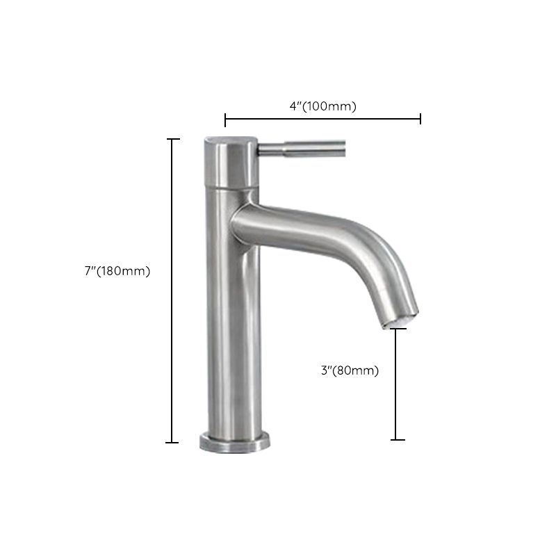 Stainless Steel Bathroom Faucet Chrome Lever Handle Sink Faucet with 1 Hole Clearhalo 'Bathroom Remodel & Bathroom Fixtures' 'Bathroom Sink Faucets' 'Bathroom Sinks & Faucet Components' 'bathroom_sink_faucets' 'Home Improvement' 'home_improvement' 'home_improvement_bathroom_sink_faucets' 1200x1200_c113607e-366c-4402-a1c0-022d330764b4