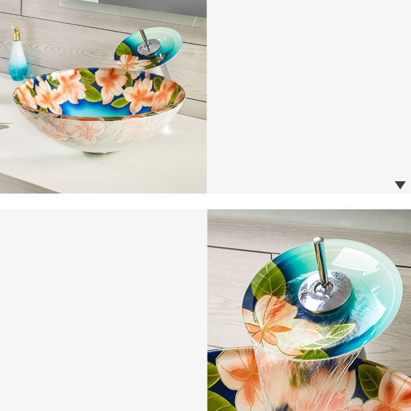 Tempered Glass Bathroom Sink Contemporary Trough Bathroom Sink with Round Shape Clearhalo 'Bathroom Remodel & Bathroom Fixtures' 'Bathroom Sinks & Faucet Components' 'Bathroom Sinks' 'bathroom_sink' 'Home Improvement' 'home_improvement' 'home_improvement_bathroom_sink' 1200x1200_c1256a2e-6085-4e9e-86c5-cbb6d0e2192e