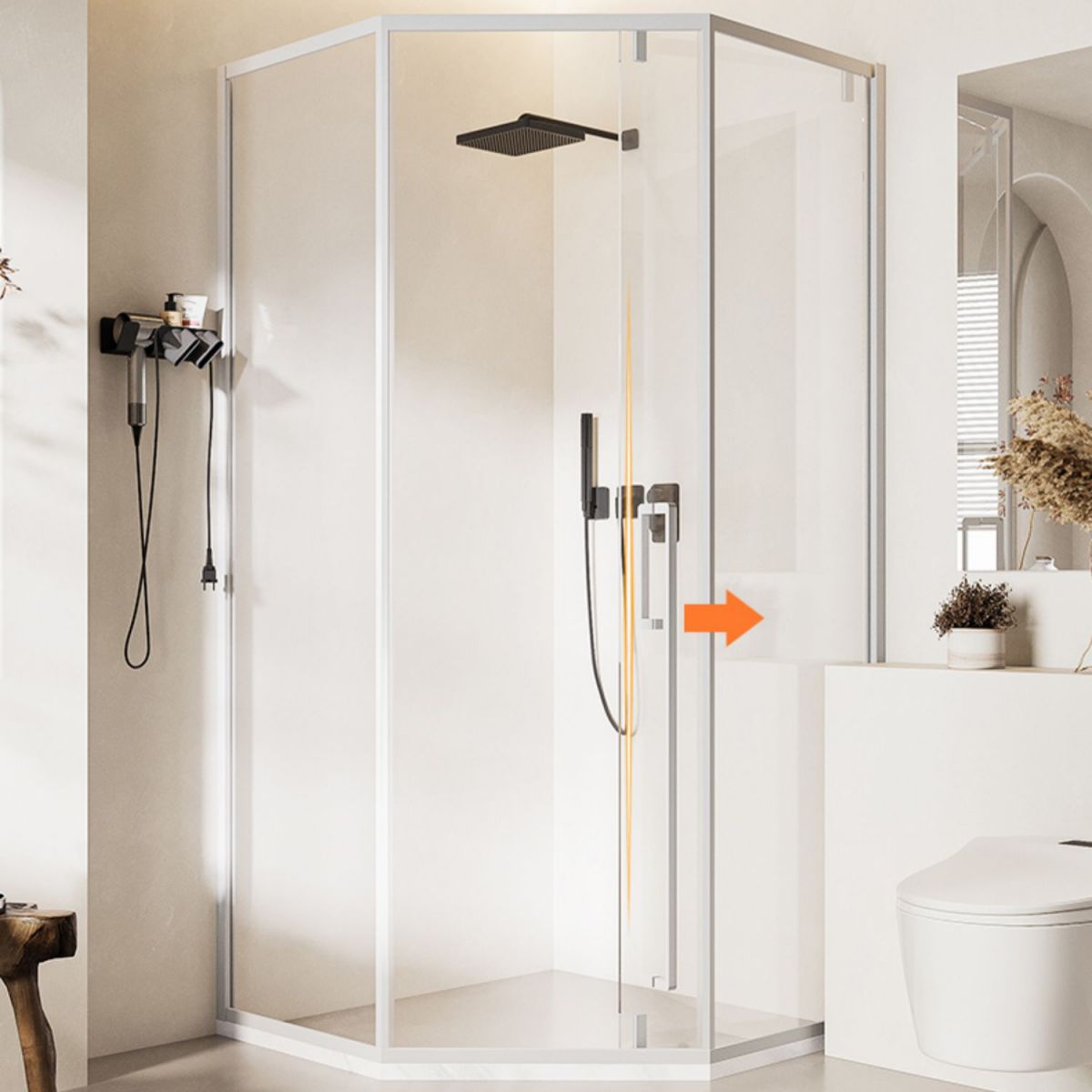 Neo-Angle Clear Tempered Shower Enclosure Framed Double Sliding Shower Kit Clearhalo 'Bathroom Remodel & Bathroom Fixtures' 'Home Improvement' 'home_improvement' 'home_improvement_shower_stalls_enclosures' 'Shower Stalls & Enclosures' 'shower_stalls_enclosures' 'Showers & Bathtubs' 1200x1200_c12c943c-3542-4f6e-83e6-6955fb6b8d68