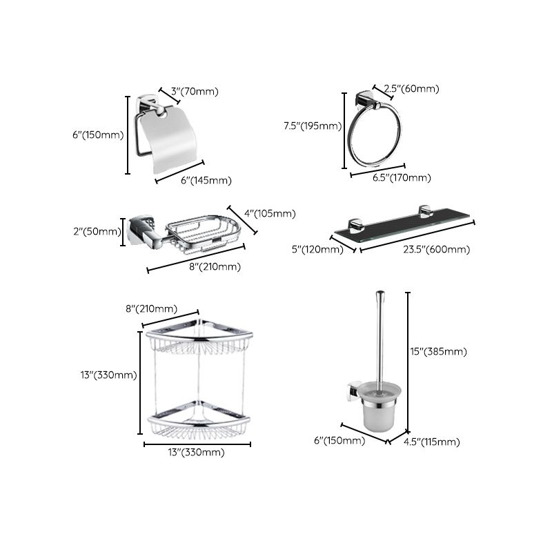 Polished Chrome Modernism Bathroom Accessory Set Bath Shelf/ Towel Bar/Robe Hooks Included Clearhalo 'Bathroom Hardware Sets' 'Bathroom Hardware' 'Bathroom Remodel & Bathroom Fixtures' 'bathroom_hardware_sets' 'Home Improvement' 'home_improvement' 'home_improvement_bathroom_hardware_sets' 1200x1200_c1456997-22a3-4a57-974b-a9ef0831e8a9