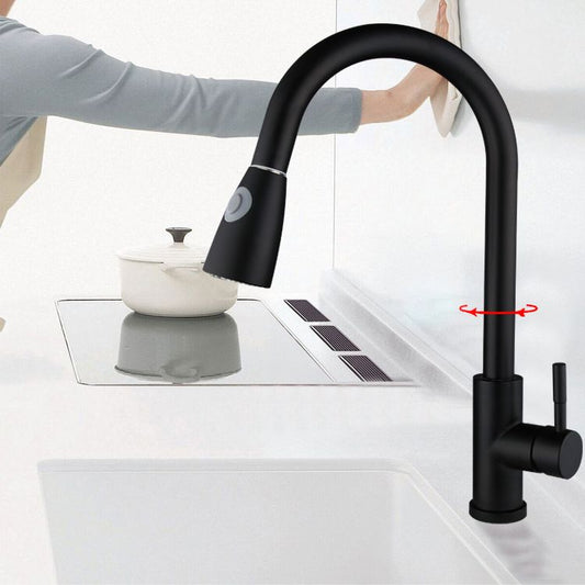 Kitchen Faucet Cold and Hot Controlled Rod Handle Stainless Black Kitchen Faucet Clearhalo 'Home Improvement' 'home_improvement' 'home_improvement_kitchen_faucets' 'Kitchen Faucets' 'Kitchen Remodel & Kitchen Fixtures' 'Kitchen Sinks & Faucet Components' 'kitchen_faucets' 1200x1200_c149282e-f46e-400c-addd-41e6fa9be093