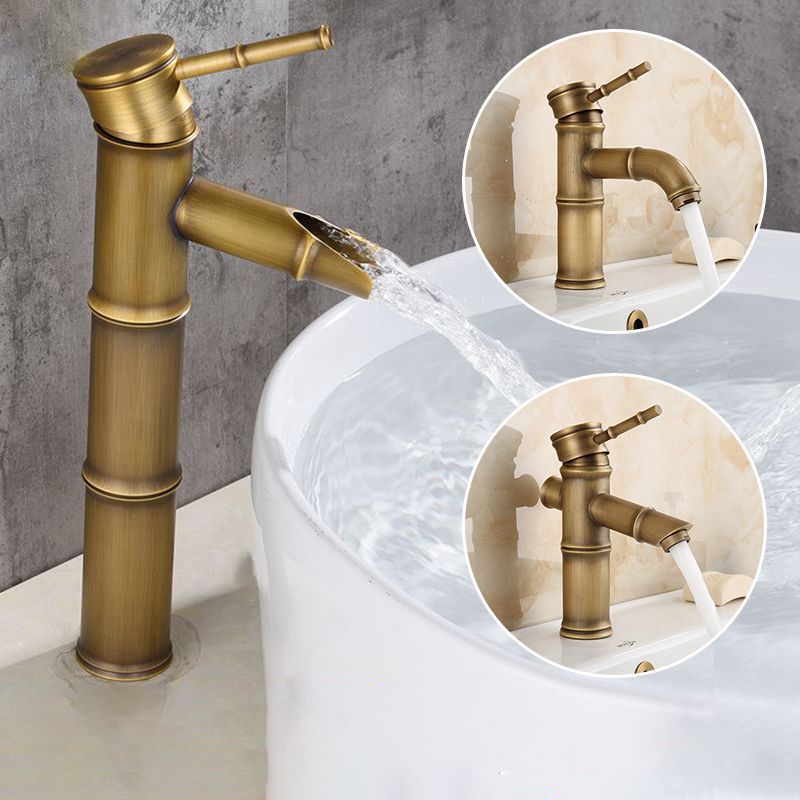 Farmhouse Brass Bathroom Faucet Lever Handle Faucet Single Hole Vessel Sink Faucet Clearhalo 'Bathroom Remodel & Bathroom Fixtures' 'Bathroom Sink Faucets' 'Bathroom Sinks & Faucet Components' 'bathroom_sink_faucets' 'Home Improvement' 'home_improvement' 'home_improvement_bathroom_sink_faucets' 1200x1200_c15253f6-0264-47f0-aeb1-f115a2046bbb
