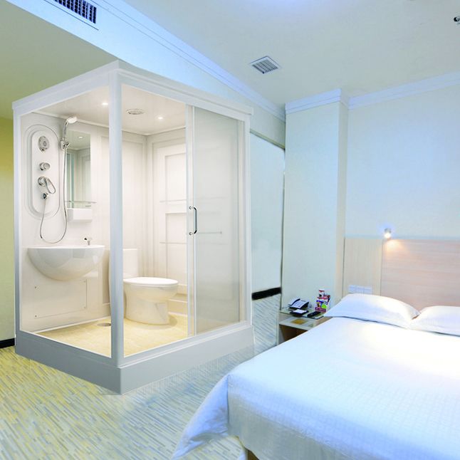 Framed Tempered Glass Shower Kit Included Framed Shower Stall in White without Toilet Clearhalo 'Bathroom Remodel & Bathroom Fixtures' 'Home Improvement' 'home_improvement' 'home_improvement_shower_stalls_enclosures' 'Shower Stalls & Enclosures' 'shower_stalls_enclosures' 'Showers & Bathtubs' 1200x1200_c15f6e05-3bc7-4a73-b322-56894540df14