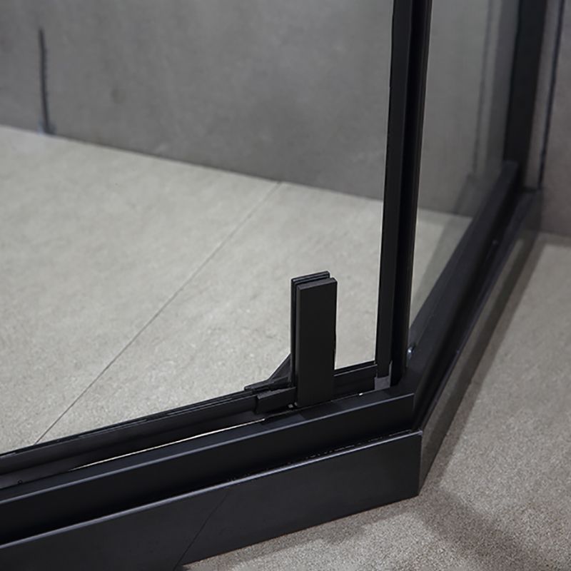 Black Stainless Steel Shower Stall Clear Pivot Shower Enclosure with Fixed Panel Clearhalo 'Bathroom Remodel & Bathroom Fixtures' 'Home Improvement' 'home_improvement' 'home_improvement_shower_stalls_enclosures' 'Shower Stalls & Enclosures' 'shower_stalls_enclosures' 'Showers & Bathtubs' 1200x1200_c165b4b8-a6fa-4555-960e-3b63ab17b571