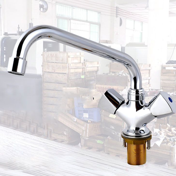 Contemporary Kitchen Faucet Double Handle High Arch Water Filler in Chrome Clearhalo 'Home Improvement' 'home_improvement' 'home_improvement_kitchen_faucets' 'Kitchen Faucets' 'Kitchen Remodel & Kitchen Fixtures' 'Kitchen Sinks & Faucet Components' 'kitchen_faucets' 1200x1200_c1722914-0eb2-4ee9-b073-e339faae8a14