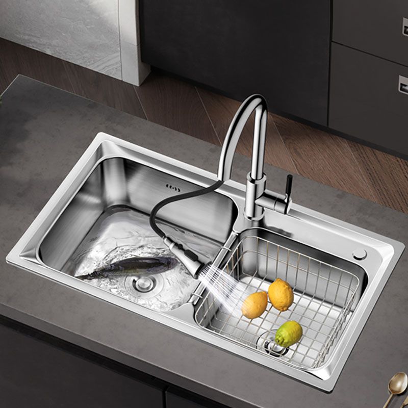 Stainless Steel Kitchen Sink Double Basin Rectangle Sink with Drain Assembly Clearhalo 'Home Improvement' 'home_improvement' 'home_improvement_kitchen_sinks' 'Kitchen Remodel & Kitchen Fixtures' 'Kitchen Sinks & Faucet Components' 'Kitchen Sinks' 'kitchen_sinks' 1200x1200_c19601c1-8b89-415e-8f1e-4ceaf0e997bf