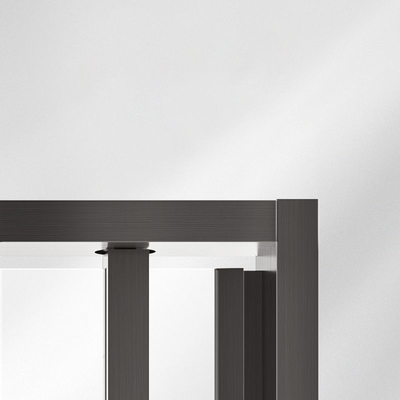 Black Full Frame One-line Pivot Door, Tempered Glass Shower Door Clearhalo 'Bathroom Remodel & Bathroom Fixtures' 'Home Improvement' 'home_improvement' 'home_improvement_shower_tub_doors' 'Shower and Tub Doors' 'shower_tub_doors' 'Showers & Bathtubs' 1200x1200_c1a534d6-0502-4fd5-9609-0ab5225c01d5