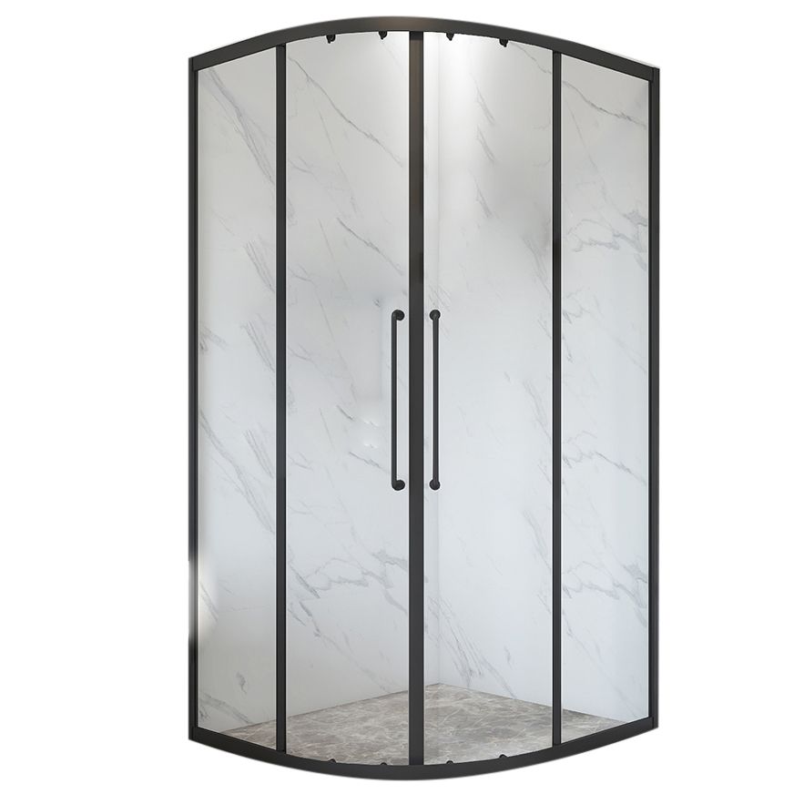 Matt Black Rounded Shower Stall Framed Clear Shower Enclosure Clearhalo 'Bathroom Remodel & Bathroom Fixtures' 'Home Improvement' 'home_improvement' 'home_improvement_shower_stalls_enclosures' 'Shower Stalls & Enclosures' 'shower_stalls_enclosures' 'Showers & Bathtubs' 1200x1200_c1b17407-9acb-43d0-a496-74191d995662