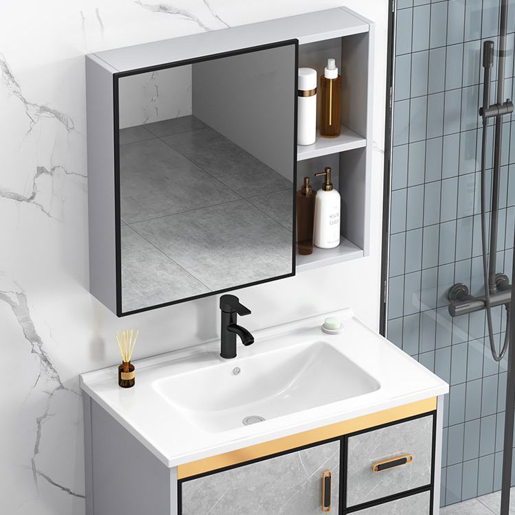 Modern Gray Stone Vanity Set Single-Sink Wall Mount Rectangular Vanity Set Clearhalo 'Bathroom Remodel & Bathroom Fixtures' 'Bathroom Vanities' 'bathroom_vanities' 'Home Improvement' 'home_improvement' 'home_improvement_bathroom_vanities' 1200x1200_c1fe1be1-72be-449a-827c-2bc980b7a52f