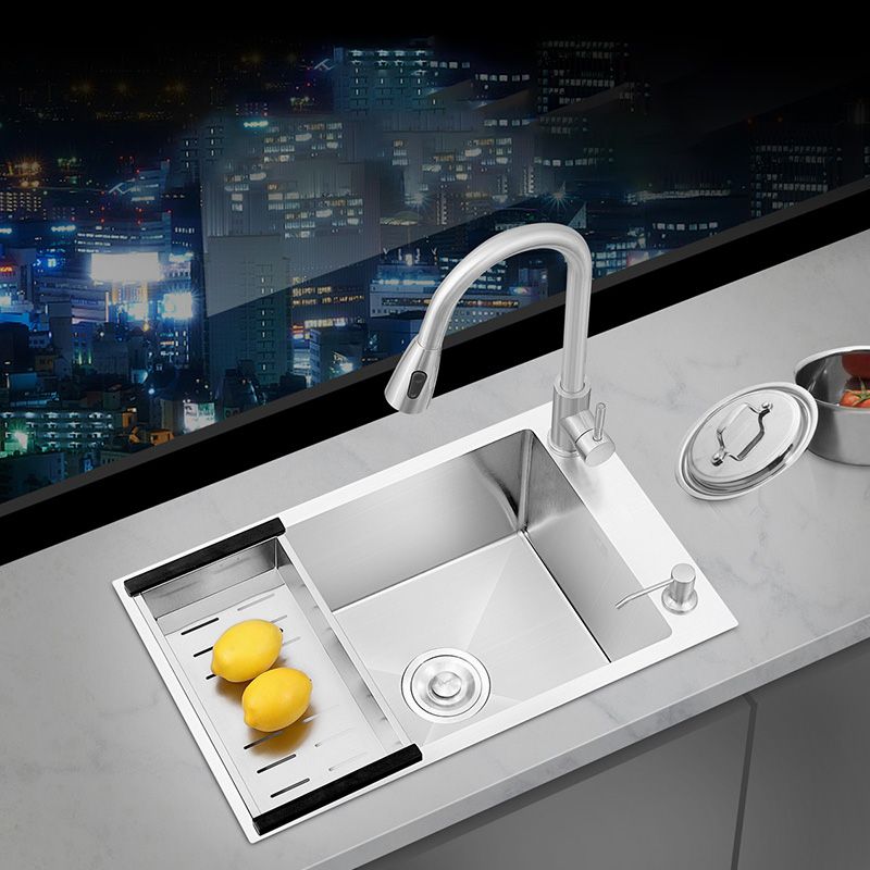 Contemporary Style Kitchen Sink Soundproof Design Kitchen Sink with Overflow Hole Clearhalo 'Home Improvement' 'home_improvement' 'home_improvement_kitchen_sinks' 'Kitchen Remodel & Kitchen Fixtures' 'Kitchen Sinks & Faucet Components' 'Kitchen Sinks' 'kitchen_sinks' 1200x1200_c20477e7-67e6-4711-b42b-947e9ce684e0