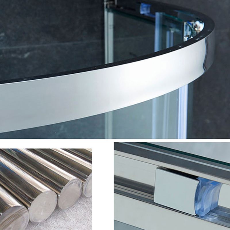 Round Tempered Glass Shower Kit Double Sliding Corner Shower Kit Clearhalo 'Bathroom Remodel & Bathroom Fixtures' 'Home Improvement' 'home_improvement' 'home_improvement_shower_stalls_enclosures' 'Shower Stalls & Enclosures' 'shower_stalls_enclosures' 'Showers & Bathtubs' 1200x1200_c2088a87-53ae-4eae-8750-d64fe15d2163