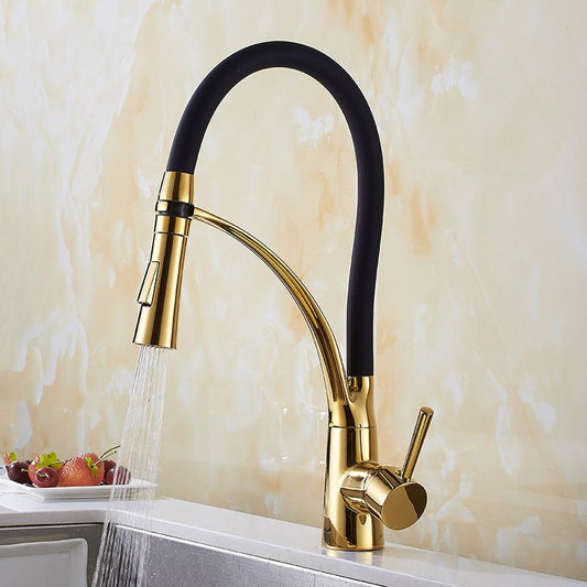 1-Hole Kitchen Faucet Metal Single Handle Kitchen Faucet with Pull Out Sprayer Clearhalo 'Home Improvement' 'home_improvement' 'home_improvement_kitchen_faucets' 'Kitchen Faucets' 'Kitchen Remodel & Kitchen Fixtures' 'Kitchen Sinks & Faucet Components' 'kitchen_faucets' 1200x1200_c20f2dd3-6cc9-4006-b853-ef2ad807cc69