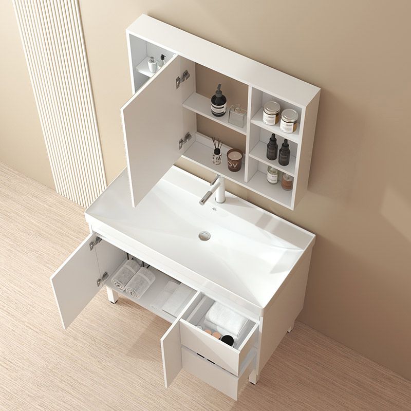 Wooden Sink Vanity Modern White Single-Sink Rectangular Vanity Set Clearhalo 'Bathroom Remodel & Bathroom Fixtures' 'Bathroom Vanities' 'bathroom_vanities' 'Home Improvement' 'home_improvement' 'home_improvement_bathroom_vanities' 1200x1200_c20ffb02-998d-420e-a227-1fa10f82e1a1