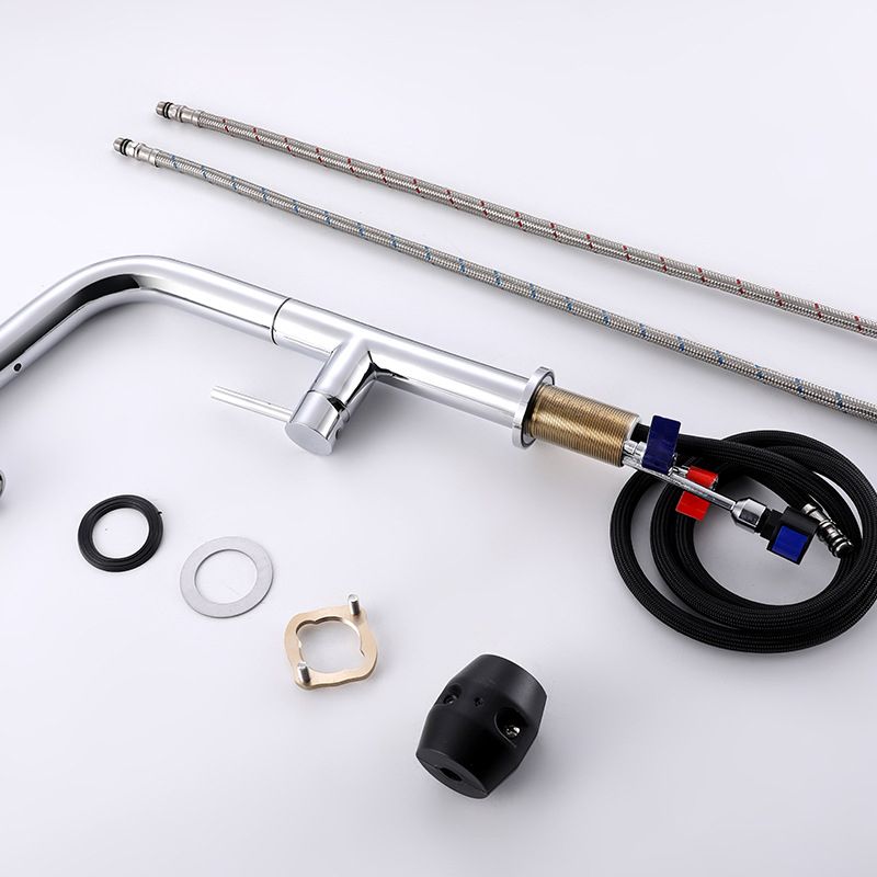 Modern Pull Down Single Handle Kitchen Faucet 1 Hold Faucet with Pull Out Sprayer Clearhalo 'Home Improvement' 'home_improvement' 'home_improvement_kitchen_faucets' 'Kitchen Faucets' 'Kitchen Remodel & Kitchen Fixtures' 'Kitchen Sinks & Faucet Components' 'kitchen_faucets' 1200x1200_c23740cf-20c1-403d-b26d-2bcac32b5a84