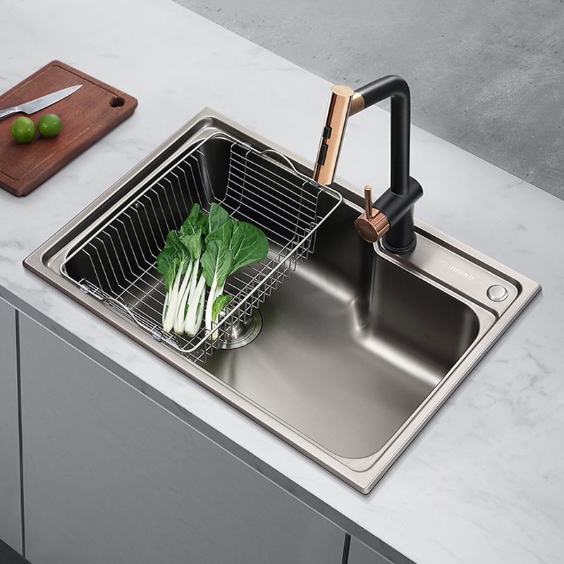 Contemporary Style Kitchen Sink Dirt Resistant Drop-In Kitchen Sink with Drain Assembly Clearhalo 'Home Improvement' 'home_improvement' 'home_improvement_kitchen_sinks' 'Kitchen Remodel & Kitchen Fixtures' 'Kitchen Sinks & Faucet Components' 'Kitchen Sinks' 'kitchen_sinks' 1200x1200_c249ec71-8254-408f-bc98-ad71897a493d