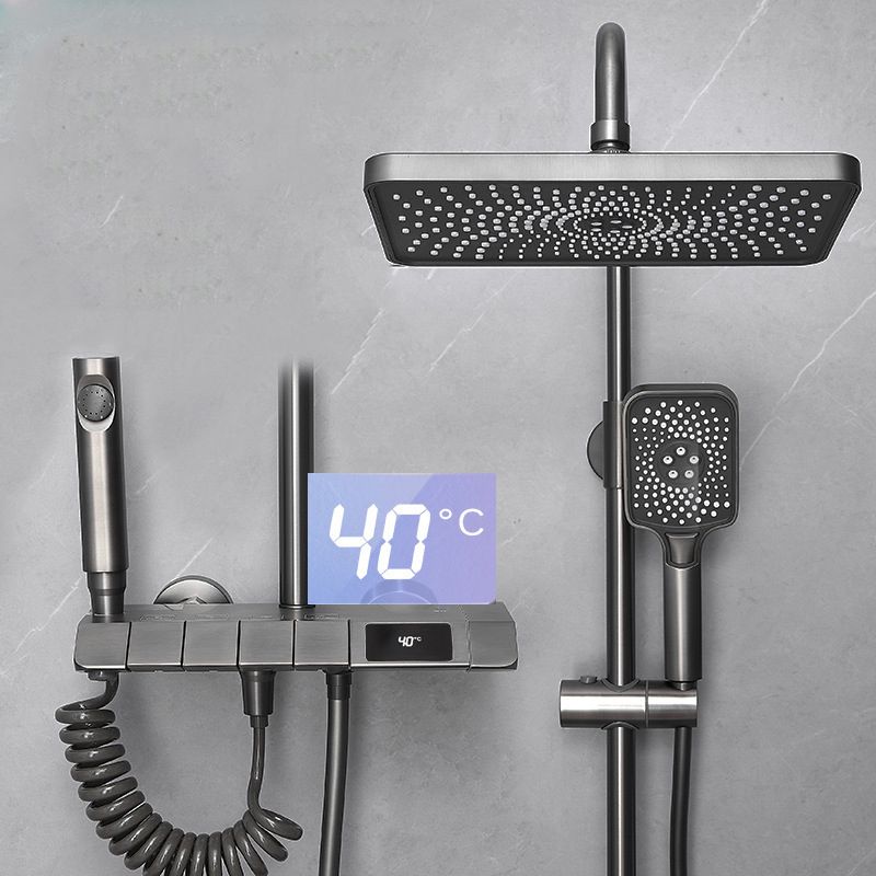 Adjustable Spray Pattern Shower System Brass Wall Mounted Shower Combo Clearhalo 'Bathroom Remodel & Bathroom Fixtures' 'Home Improvement' 'home_improvement' 'home_improvement_shower_faucets' 'Shower Faucets & Systems' 'shower_faucets' 'Showers & Bathtubs Plumbing' 'Showers & Bathtubs' 1200x1200_c26790c3-2085-4155-9adc-b87103382dd7