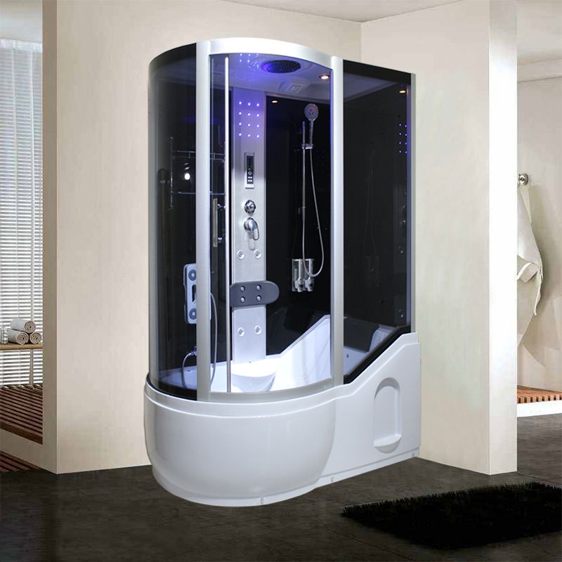 Single Sliding Tinted Tub & Shower Kit Framed Round Shower Kit Clearhalo 'Bathroom Remodel & Bathroom Fixtures' 'Home Improvement' 'home_improvement' 'home_improvement_shower_stalls_enclosures' 'Shower Stalls & Enclosures' 'shower_stalls_enclosures' 'Showers & Bathtubs' 1200x1200_c26a3c6a-14e4-4802-b178-871c4321cd77