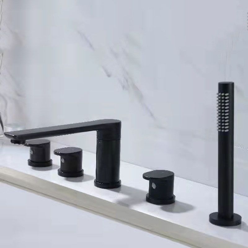 Deck Mounted Tub Filler Copper Lever Handle Low Arc Handshower Tub Filler Clearhalo 'Bathroom Remodel & Bathroom Fixtures' 'Bathtub Faucets' 'bathtub_faucets' 'Home Improvement' 'home_improvement' 'home_improvement_bathtub_faucets' 1200x1200_c280d663-0f2a-46f5-b940-074c8996c707