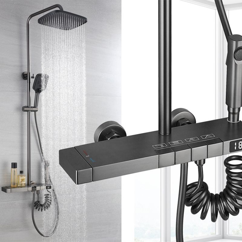Modern Shower Trim Brass Adjustable Shower Head Wall Mounted Shower Head Combo Clearhalo 'Bathroom Remodel & Bathroom Fixtures' 'Home Improvement' 'home_improvement' 'home_improvement_shower_faucets' 'Shower Faucets & Systems' 'shower_faucets' 'Showers & Bathtubs Plumbing' 'Showers & Bathtubs' 1200x1200_c29725c0-3b5a-4865-88ea-dc07d85ab860