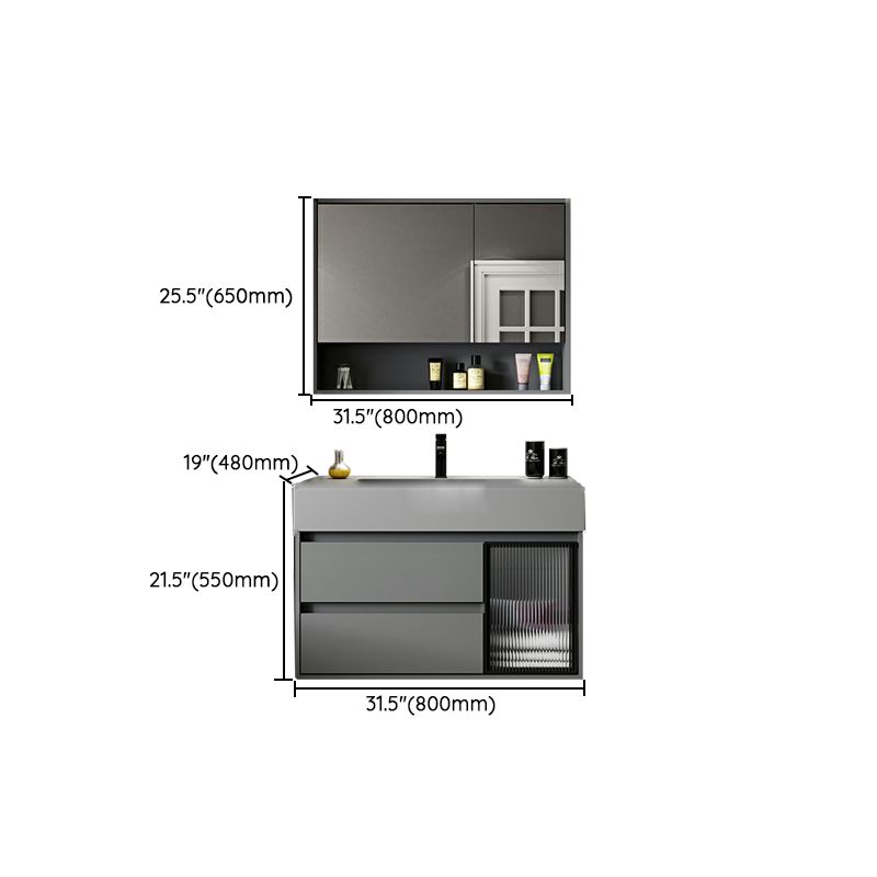 Wood Grey Wall-Mounted Modern Bathroom Vanity Set with Soft Close Door Clearhalo 'Bathroom Remodel & Bathroom Fixtures' 'Bathroom Vanities' 'bathroom_vanities' 'Home Improvement' 'home_improvement' 'home_improvement_bathroom_vanities' 1200x1200_c2ad98c5-a4d0-445c-93be-8ba98ba38479