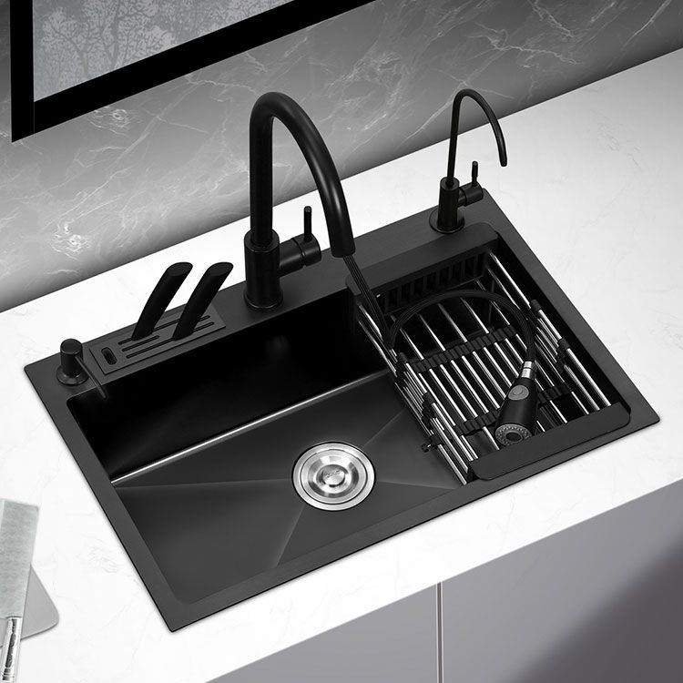 Stainless Steel Kitchen Sink Contemporary Style Single Bowl Kitchen Sink Clearhalo 'Home Improvement' 'home_improvement' 'home_improvement_kitchen_sinks' 'Kitchen Remodel & Kitchen Fixtures' 'Kitchen Sinks & Faucet Components' 'Kitchen Sinks' 'kitchen_sinks' 1200x1200_c2b62a0c-ae6f-45a5-966d-4910800bc785