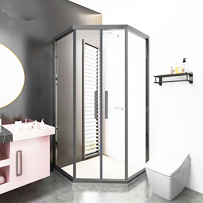 Corner Framed Shower Kit Neo-Angle Tempered Glass Shower Kit Clearhalo 'Bathroom Remodel & Bathroom Fixtures' 'Home Improvement' 'home_improvement' 'home_improvement_shower_stalls_enclosures' 'Shower Stalls & Enclosures' 'shower_stalls_enclosures' 'Showers & Bathtubs' 1200x1200_c2db0ec3-776b-4417-a91f-e4d0f9321b9f