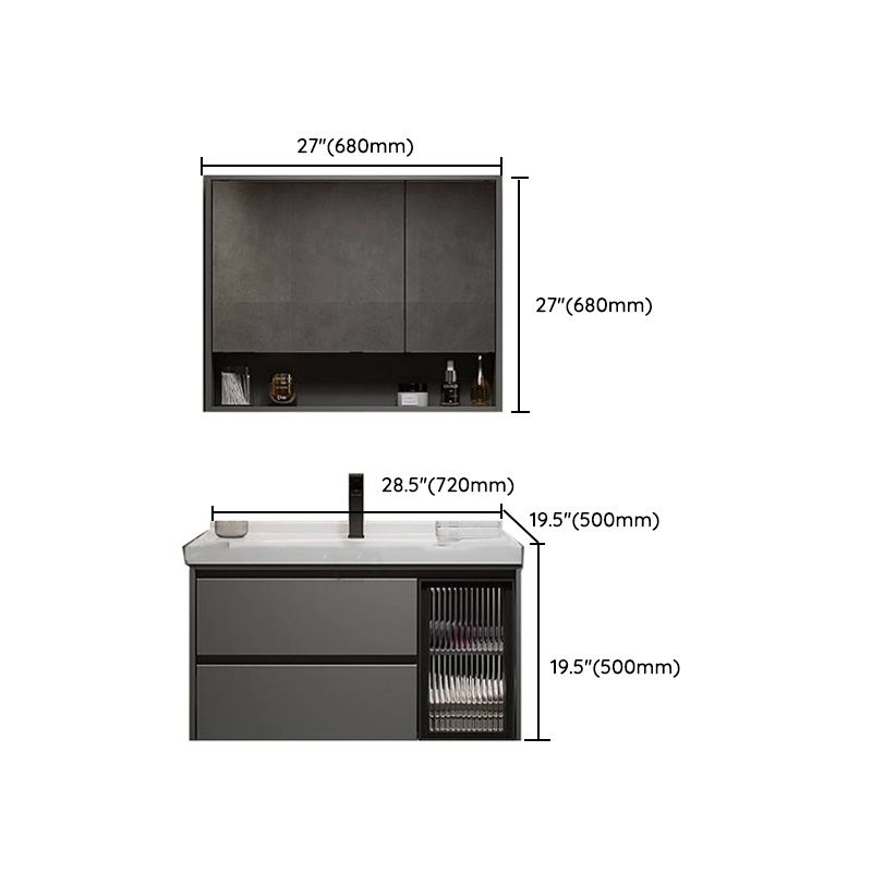 Modern Gray Wood Rectangular Wall Mount Open Console with Sink Set Clearhalo 'Bathroom Remodel & Bathroom Fixtures' 'Bathroom Vanities' 'bathroom_vanities' 'Home Improvement' 'home_improvement' 'home_improvement_bathroom_vanities' 1200x1200_c2e34632-6461-422a-93b3-b2c19149d2af