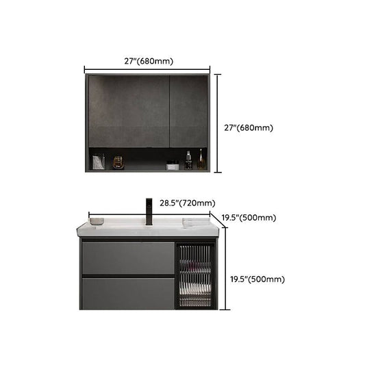 Modern Gray Wood Rectangular Wall Mount Open Console with Sink Set Clearhalo 'Bathroom Remodel & Bathroom Fixtures' 'Bathroom Vanities' 'bathroom_vanities' 'Home Improvement' 'home_improvement' 'home_improvement_bathroom_vanities' 1200x1200_c2e34632-6461-422a-93b3-b2c19149d2af