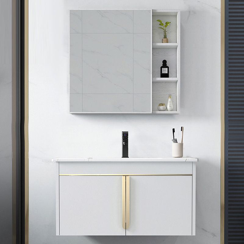 Modern Wall-Mounted Bathroom Sink Vanity Stainless Steel Vanity with Soft Close Door Clearhalo 'Bathroom Remodel & Bathroom Fixtures' 'Bathroom Vanities' 'bathroom_vanities' 'Home Improvement' 'home_improvement' 'home_improvement_bathroom_vanities' 1200x1200_c3091dcd-c050-41b5-83d6-c01a6bb09c92