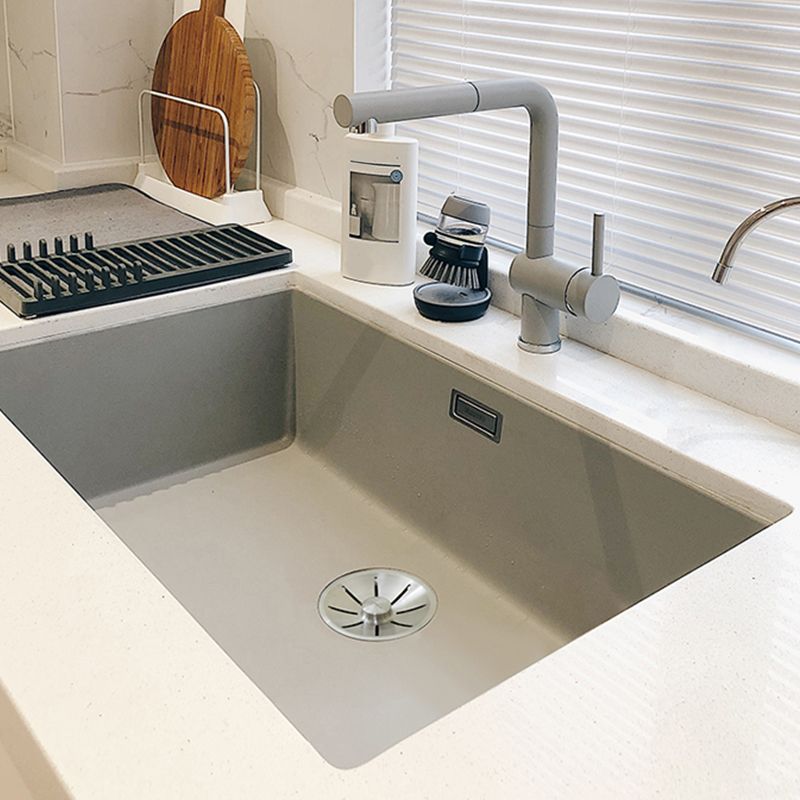 Single Basin Kitchen Sink Quartz Kitchen Sink with Drain Strainer Kit Clearhalo 'Home Improvement' 'home_improvement' 'home_improvement_kitchen_sinks' 'Kitchen Remodel & Kitchen Fixtures' 'Kitchen Sinks & Faucet Components' 'Kitchen Sinks' 'kitchen_sinks' 1200x1200_c30fde8b-ca37-450d-9ef2-33996428f58a