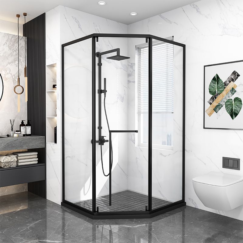 Modern Shower Enclosure Tempered Glass Corner with Door Handle Shower Stall Clearhalo 'Bathroom Remodel & Bathroom Fixtures' 'Home Improvement' 'home_improvement' 'home_improvement_shower_stalls_enclosures' 'Shower Stalls & Enclosures' 'shower_stalls_enclosures' 'Showers & Bathtubs' 1200x1200_c311d155-c6d9-427f-953a-9631a8305952