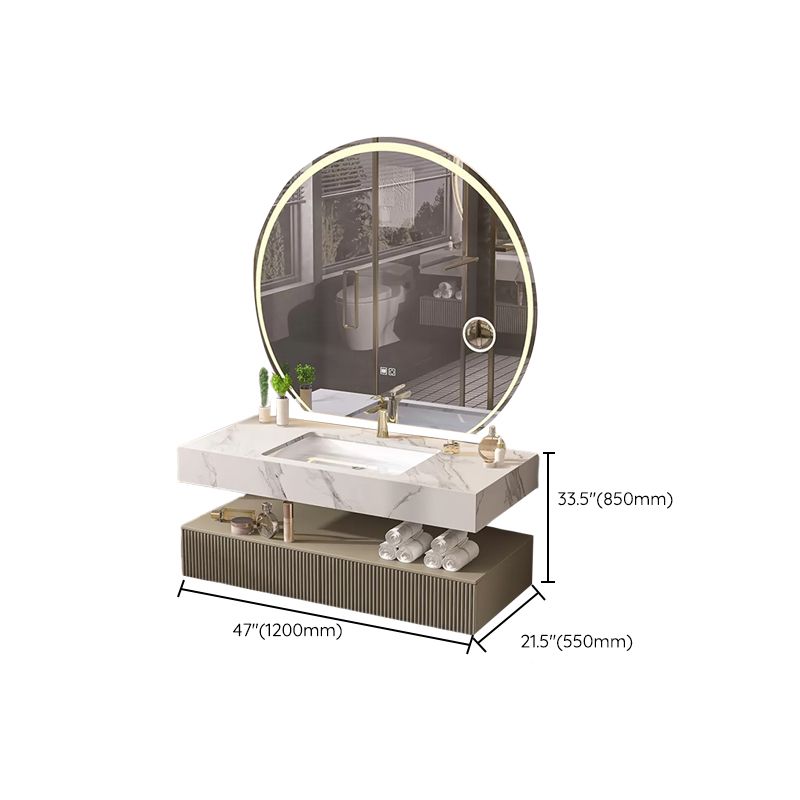 Bathroom Vanity Set Round LED Mirror Rectangular Sink Sink Vanity Clearhalo 'Bathroom Remodel & Bathroom Fixtures' 'Bathroom Vanities' 'bathroom_vanities' 'Home Improvement' 'home_improvement' 'home_improvement_bathroom_vanities' 1200x1200_c32df87e-0e7b-4ff5-a9ba-2699481a3e38