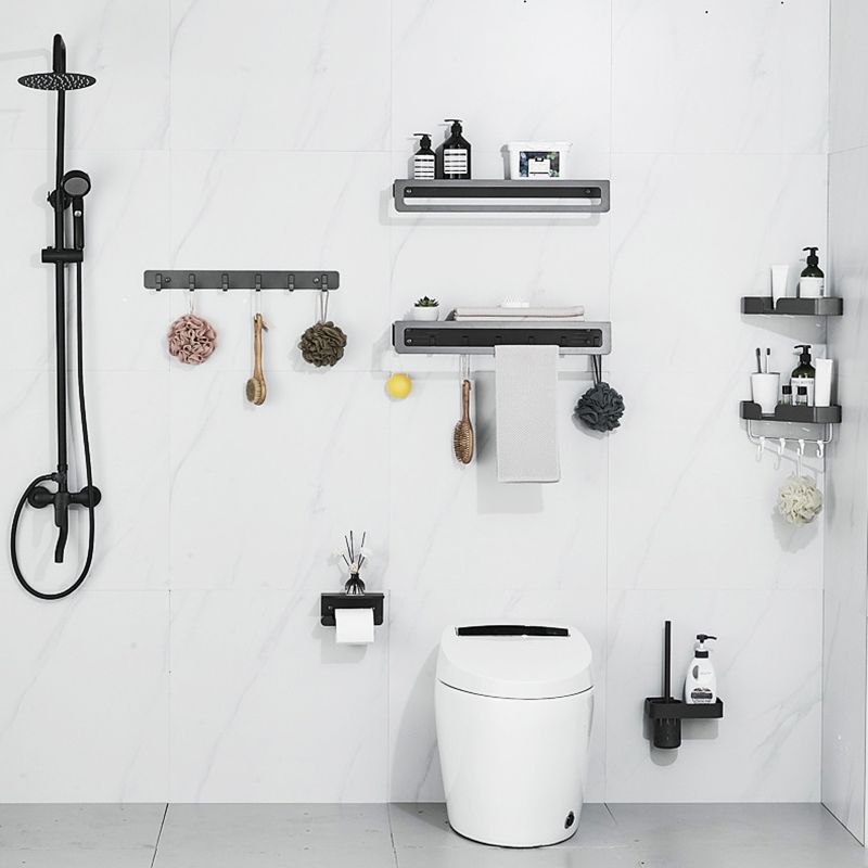 7-Piece Bathroom Hardware Set Matte Black/Gray with Bath Shelf/Towel Bar/Robe Hooks Clearhalo 'Bathroom Hardware Sets' 'Bathroom Hardware' 'Bathroom Remodel & Bathroom Fixtures' 'bathroom_hardware_sets' 'Home Improvement' 'home_improvement' 'home_improvement_bathroom_hardware_sets' 1200x1200_c32e4e7f-4b51-4cfc-8e9b-7820d784117d