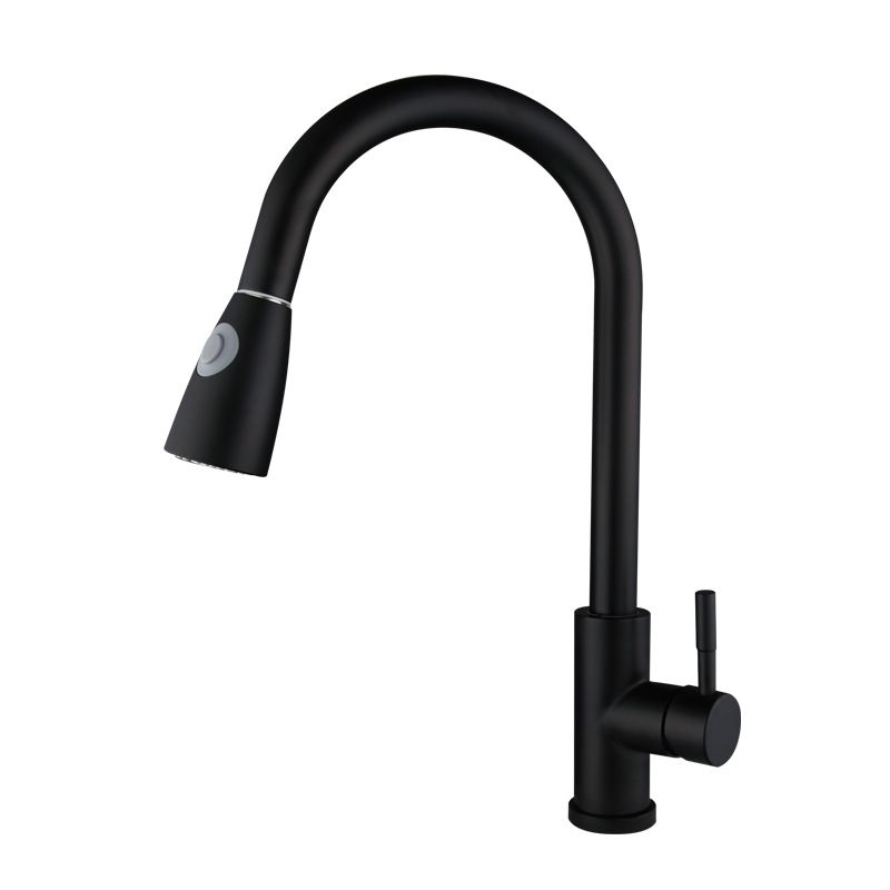 Kitchen Faucet Cold and Hot Controlled Rod Handle Stainless Black Kitchen Faucet Clearhalo 'Home Improvement' 'home_improvement' 'home_improvement_kitchen_faucets' 'Kitchen Faucets' 'Kitchen Remodel & Kitchen Fixtures' 'Kitchen Sinks & Faucet Components' 'kitchen_faucets' 1200x1200_c333ba13-f0ca-481f-86d1-94fdbd36fc22