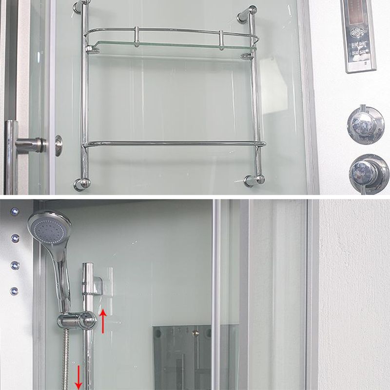 Tempered White Shower Kit Framed Double Sliding Rounded Shower Stall Clearhalo 'Bathroom Remodel & Bathroom Fixtures' 'Home Improvement' 'home_improvement' 'home_improvement_shower_stalls_enclosures' 'Shower Stalls & Enclosures' 'shower_stalls_enclosures' 'Showers & Bathtubs' 1200x1200_c34f0619-b509-47bd-a058-e4feb74a4d9c