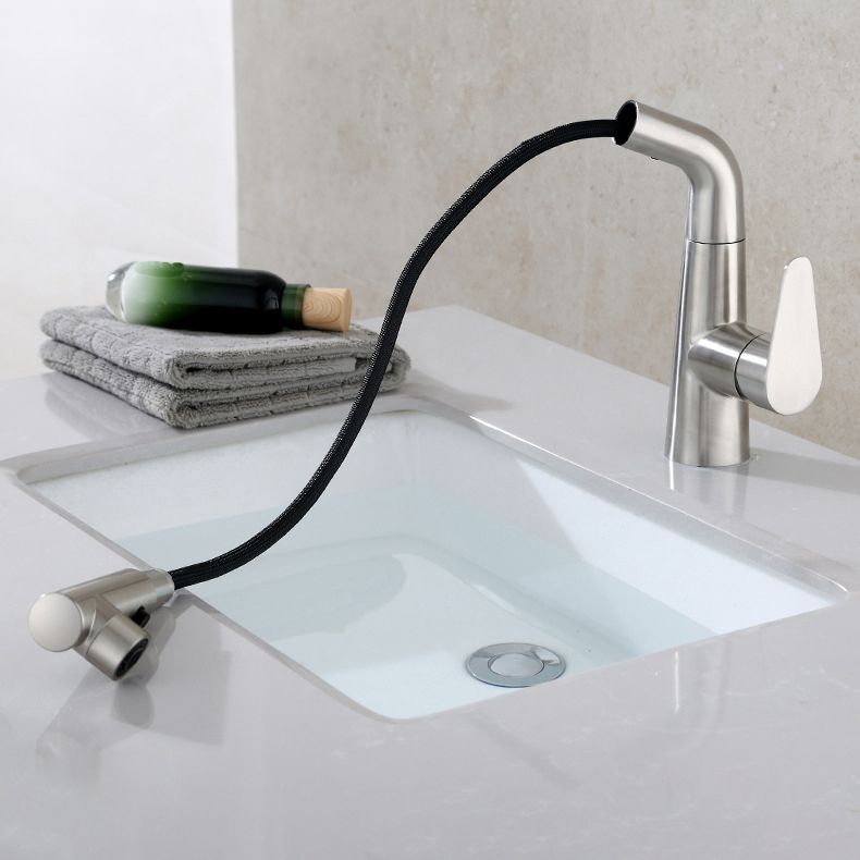 Contemporary Vessel Faucet Pull-out Faucet with Single Lever Handle Clearhalo 'Bathroom Remodel & Bathroom Fixtures' 'Bathroom Sink Faucets' 'Bathroom Sinks & Faucet Components' 'bathroom_sink_faucets' 'Home Improvement' 'home_improvement' 'home_improvement_bathroom_sink_faucets' 1200x1200_c352ebb1-34d2-405c-a0a6-c797c2688fc1
