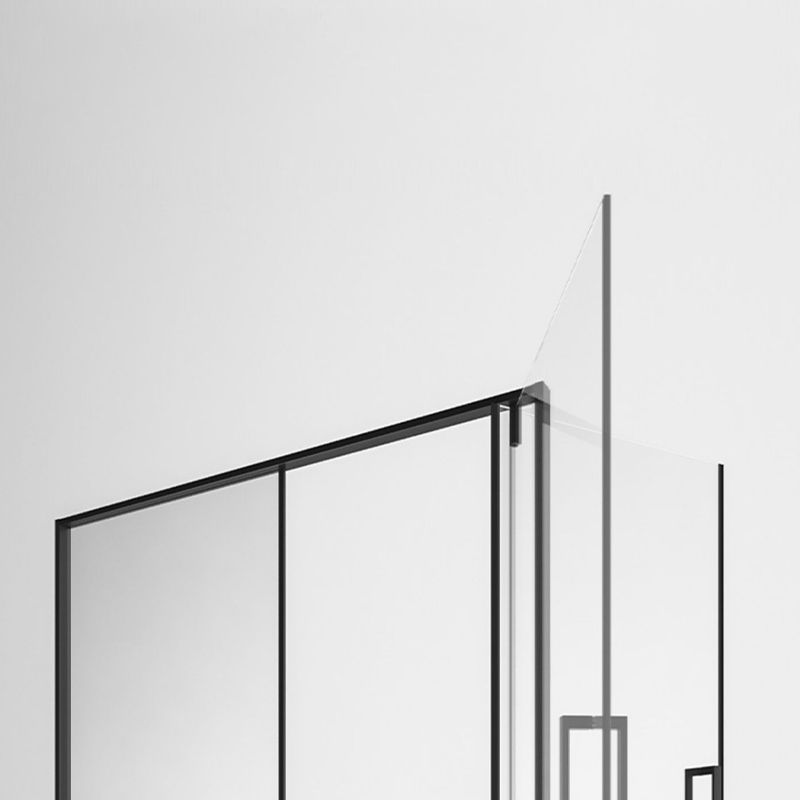 Black Full Frame One-line Pivot Door, Tempered Glass Shower Door Clearhalo 'Bathroom Remodel & Bathroom Fixtures' 'Home Improvement' 'home_improvement' 'home_improvement_shower_tub_doors' 'Shower and Tub Doors' 'shower_tub_doors' 'Showers & Bathtubs' 1200x1200_c3533d95-f38c-4724-a8d9-b19e545fb503