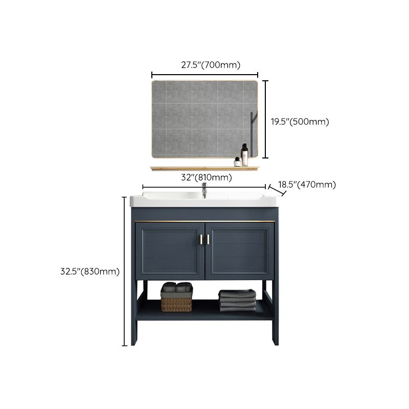 Modern Single Blue Sink Vanity Freestanding Metal Base Bath Vanity Clearhalo 'Bathroom Remodel & Bathroom Fixtures' 'Bathroom Vanities' 'bathroom_vanities' 'Home Improvement' 'home_improvement' 'home_improvement_bathroom_vanities' 1200x1200_c35b2402-6739-414c-a822-d4070514f633