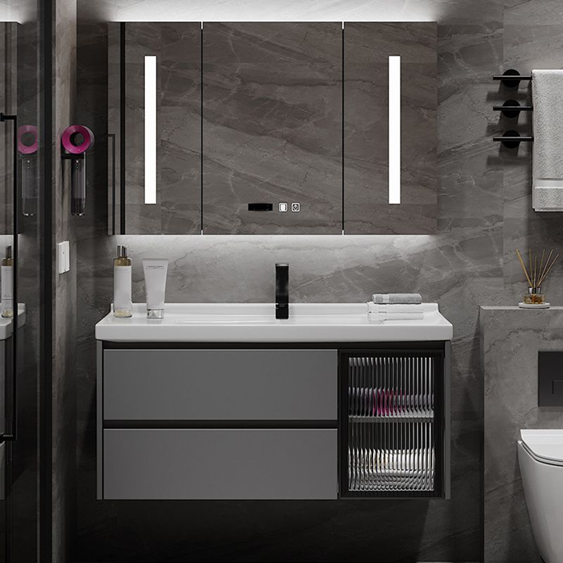 Contemporary Sink Vanity Bathroom Vanity Cabinet with Mirror Cabinet Clearhalo 'Bathroom Remodel & Bathroom Fixtures' 'Bathroom Vanities' 'bathroom_vanities' 'Home Improvement' 'home_improvement' 'home_improvement_bathroom_vanities' 1200x1200_c35deaed-e315-456b-8e47-64cbab940614