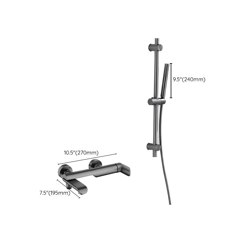 Contemporary Bathroom Faucet Wall Mounted Metal Tub Faucet Trim Clearhalo 'Bathroom Remodel & Bathroom Fixtures' 'Bathtub Faucets' 'bathtub_faucets' 'Home Improvement' 'home_improvement' 'home_improvement_bathtub_faucets' 1200x1200_c3626327-45a5-4126-83cb-880f63713c33