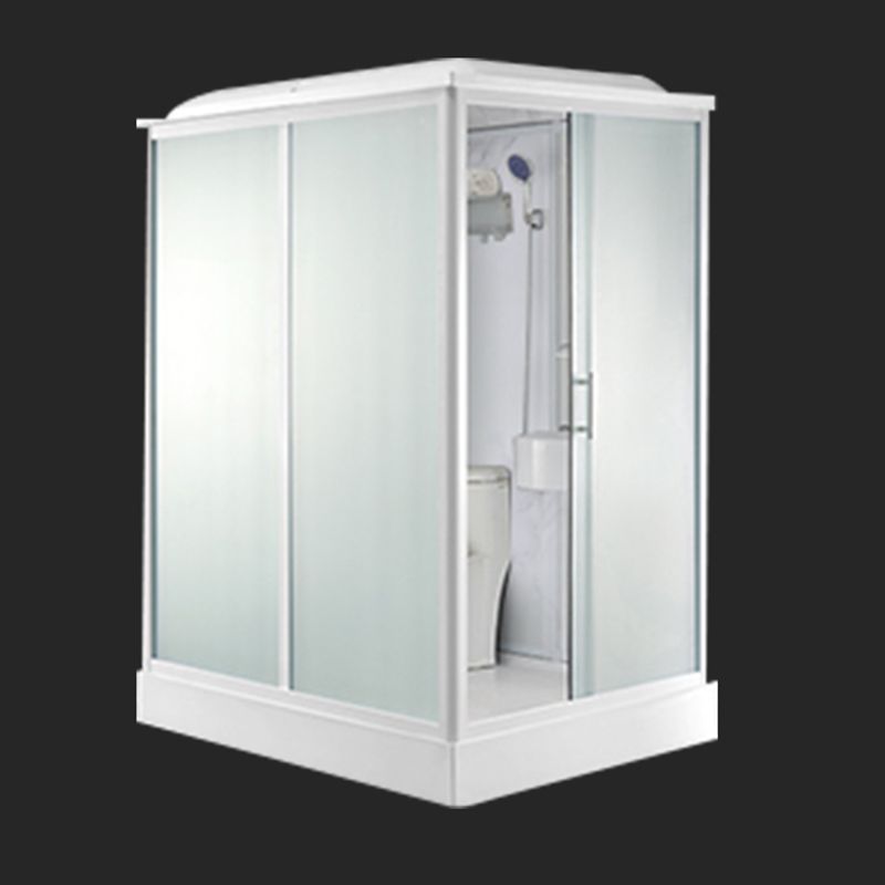 Modern Frosted Glass Single Sliding Shower Enclosure Framed Shower Enclosure in White Clearhalo 'Bathroom Remodel & Bathroom Fixtures' 'Home Improvement' 'home_improvement' 'home_improvement_shower_stalls_enclosures' 'Shower Stalls & Enclosures' 'shower_stalls_enclosures' 'Showers & Bathtubs' 1200x1200_c36a90e6-5686-4630-92d2-e1fe32fd47ed