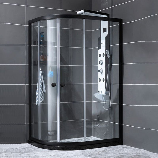 75" H Transparent Tempered Shower Door Framed Double Sliding Shower Bath Door Clearhalo 'Bathroom Remodel & Bathroom Fixtures' 'Home Improvement' 'home_improvement' 'home_improvement_shower_tub_doors' 'Shower and Tub Doors' 'shower_tub_doors' 'Showers & Bathtubs' 1200x1200_c37cee1c-9414-4cc5-9a09-805a4d9853a6
